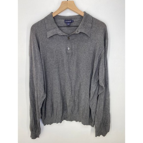 J. Crew Men's Long Sleeve Polo Shirt Gray Size XL - Picture 1 of 5